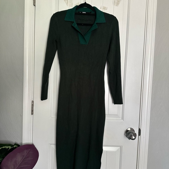 Karl Lagerfeld Polo Knit Dress, forest green, size S - Picture 3 of 8